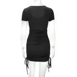 EVE Hollow Out Short Sleeve Bandage Dress YMYF-9225