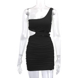 EVE Single Shoulder Hollow Out Mini Dress YMYF-9249