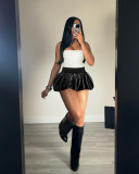 EVE Satin Mini Pleated Bubble Skirt QXLB-10088