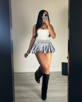 EVE Satin Mini Pleated Bubble Skirt QXLB-10088