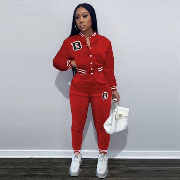 EVE Fashion Letter Print Long Sleeve Pants Suit WUM-21011