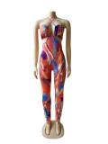 EVE Backless Tie Up Halterneck Print Jumsuit WUM-2148