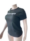 EVE Plus Size Letter Print Loose T Shirt WUM-2167