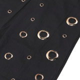 EVE Sexy Holes Halterneck Two Piece Pants Set GTYZ-7436