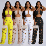 EVE Sexy Holes Halterneck Two Piece Pants Set GTYZ-7436