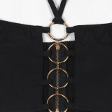 EVE Sexy Holes Halterneck Two Piece Pants Set GTYZ-7436