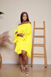 EVE Plus Size Solid Color Off Shoulder Loose Midi Dress GTYZ-7275