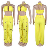 EVE Sexy Holes Halterneck Two Piece Pants Set GTYZ-7436