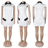 EVE Solid Color Short Sleeve Mini Dress GTYZ-7419