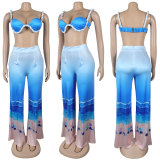 EVE Sexy Print Nightclub Two Piece Pants Set GTYZ-7408