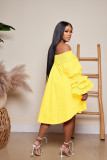 EVE Plus Size Solid Color Off Shoulder Loose Midi Dress GTYZ-7275