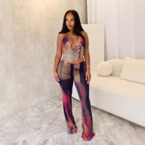 EVE Sexy Backless Print Mesh Jumpsuit GTYZ-7447