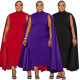 EVE Plus Size Solid Color Patchwork Sleeve Maxi Dress NNWF-8059