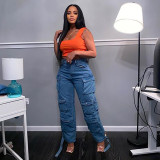 EVE Plus Size Multi-pocket Jeans GAKF-21212