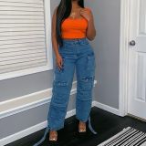 EVE Fashion Solid Multi-pockets Jeans GSYI-30000