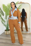 EVE Single-breasted Polo Knit Pants Two-piece Suit GTYZ-7510