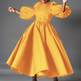 EVE Plus Size Bubble Sleeve Big Swing Midi Dress GCZF-D491-C1