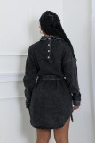 EVE Long Sleeve Single-breasted Tie Up Denim Coat WXHY-XHY4013