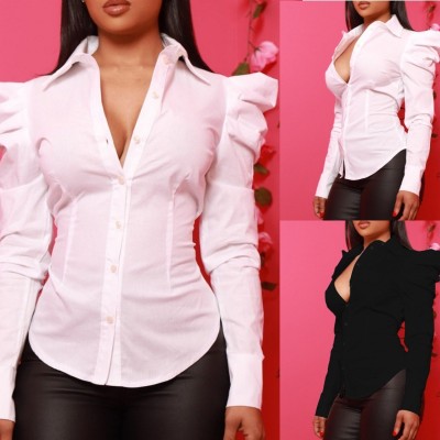 EVE Long Sleeve Solid Color Shirt GSZE-ST24157