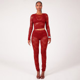EVE Lace See Through Long Sleeve Pants Suit GPBY-17154