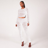EVE Lace See Through Long Sleeve Pants Suit GPBY-17154