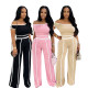EVE One Shoulder Sexy Sport Short Sleeve Pants Suit SFY-638