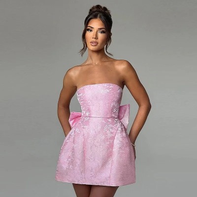 EVE Sexy Print Tow Tie Tube Top Dress GPBY-17182