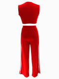 EVE Sleeveless Solid Crop Tops Two Piece Pants Set SFY-2795