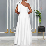 EVE Plus Size Slash Shoulder Big Bow Maxi Dress GMLF-3322