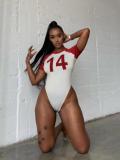 EVE Color Block Print Short Sleeve Bodysuit GFCF-1325