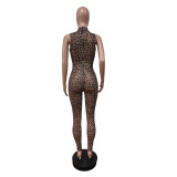 EVE Leopard Print Sleeveless Mesh Jumpsuit MEM-88623