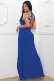 EVE Halterneck Pearl Chain Backless Split Maxi Dress NY-3360