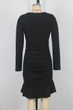 EVE V Neck Pleated Ruffles Midi Dress GWDS-250103