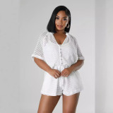 EVE Casual Hollow Out Tie Up Three Shorts Set QXTF-5101