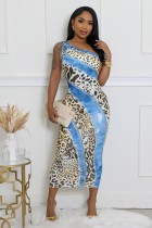 EVE Single Shoulder Print Leopard Print Maxi Dress XHXF-440