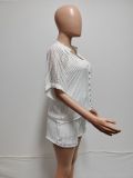 EVE Casual Hollow Out Tie Up Three Shorts Set QXTF-5101