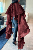 EVE Plus Size Casual Satin Loose Poncho Blouse NY-10981