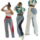 EVE Denim Print Contrast Color Casual Pants QXLB-10117