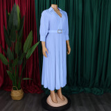 EVE Plus Size V Neck Press Pleated Midi Dress GCZF-8622