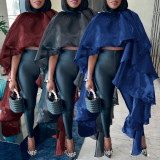EVE Plus Size Casual Satin Loose Poncho Blouse NY-10981
