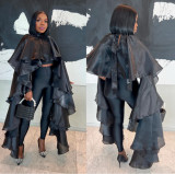 EVE Plus Size Casual Satin Loose Poncho Blouse NY-10981