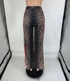 EVE Leopard Print Patchwork Stripe Pants QXLB-10115