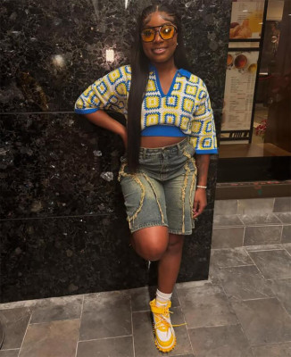 EVE Fashion Washed Denim Fifth Pants GAKF-50222