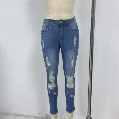 EVE High Waist Holes Jeans XCFF-3110