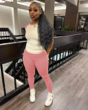 EVE Casual Color Block Yoga Spor Short Sleeve Pants Suit MEM-88628