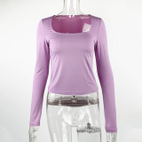 EVE Square Neck Long Sleeve T Shirt GZJF-2590