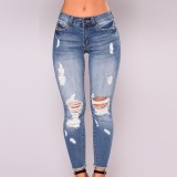 EVE High Waist Holes Jeans XCFF-3110