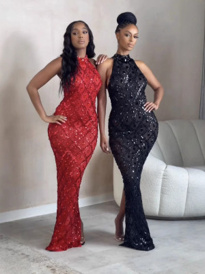 EVE Rhinestone Sleeveless Slim Evening Dress GADE-8593