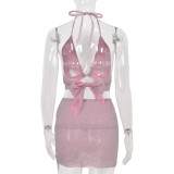EVE Backless Tie Up See Through Skirt Suit GFRT-SF971