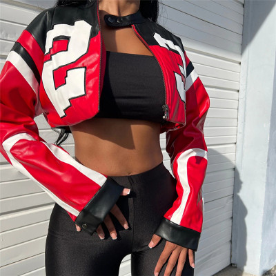 EVE Letter Print Long Sleeve Zipper Coats GZJQ-K23C37660